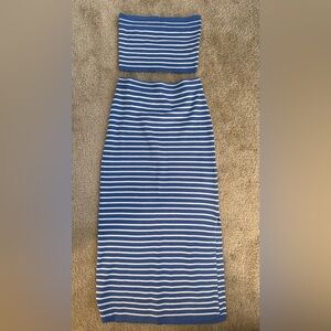 Striped Maxi Skirt & Tube Top Set